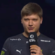 A screenshot from the IEM Katowice tournament in Poland depicting CS:GO pro Aleksandr "s1mple" Kostyliev giving an emotional speech about peace amidst Russia's invasion of Ukraine.